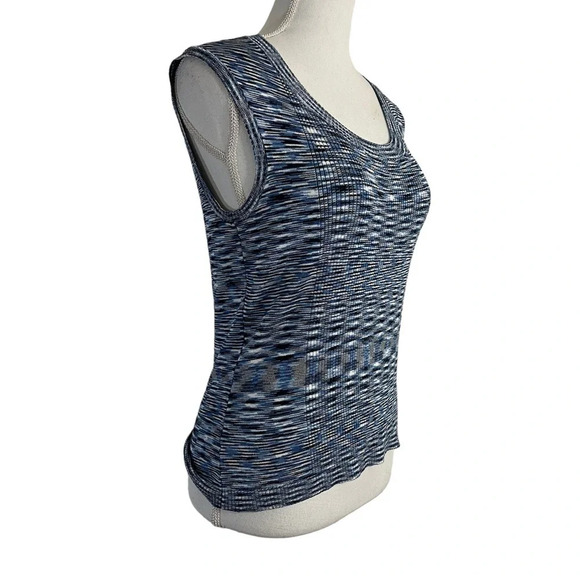 Jones New York Collection Stretch Knit Tank Top Petite Small Blue Black White - Picture 2 of 6